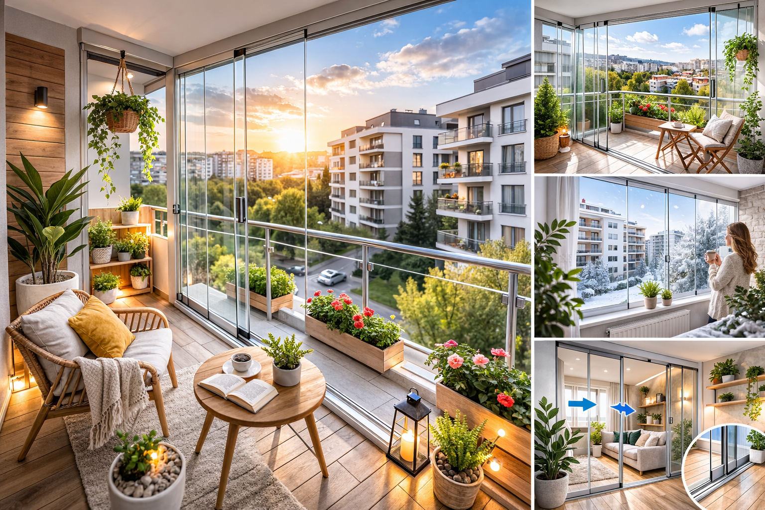 balcon inchis cu geamuri glisante